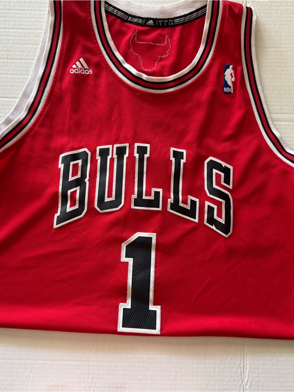 Derrick Rose Adidas Red and Black Chicago BULLS #1 Basketball Jersey